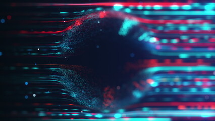 Poster - Abstract Background Seamless Loop An artistic representation of a Digital Wave Distortion Effect featuring Neon Colors