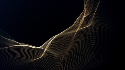 Aufkleber - Mesmerizing Abstract Wave Pattern Featuring Beautiful Golden Lines Set on a Deep Black Background