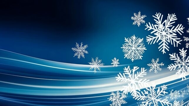 Snowflakes on a blue and white abstract background.