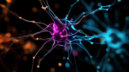 Poster - A colorful depiction of interconnected nodes showcasing the structure and function of an AI neural network in action