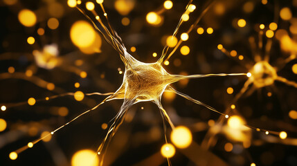 Poster - This artwork showcases a neural network system, featuring glowing connections and nodes representing data flow