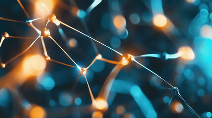 Poster - This artwork depicts a colorful neural network with interconnected nodes illustrating complex data interactions
