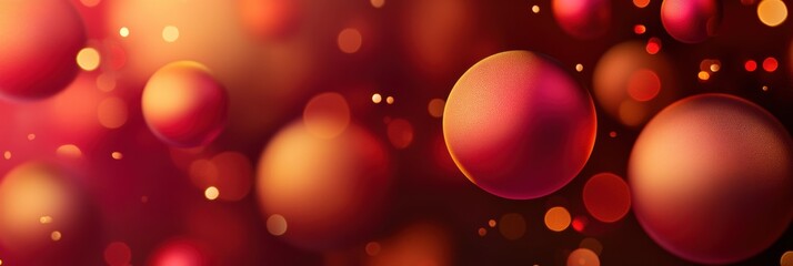 Poster - Bright red and golden circles blend together to create a festive ambiance reminiscent of Christmas ornaments, evoking holiday cheer. Generative AI