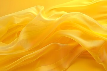 Poster - Elegant Flow of Sheer Yellow Fabric on a Bright Background