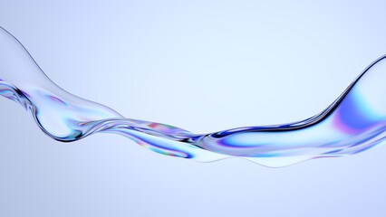 Poster - abstract design, wavy iridescent shape, 3d render