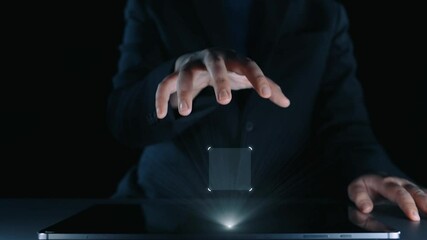Poster - business person checking email inbox, organizing and prioritizing messages for better productivity. 