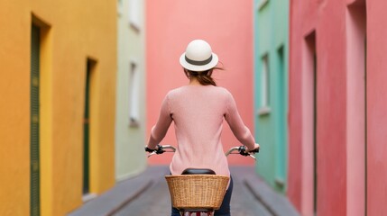 Embracing Independence: Woman Cycling Through Enchanting European City, Solo Travel Adventure