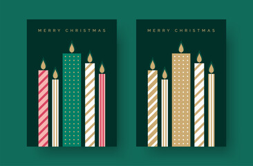 Wall Mural - christmas card vector design template with christmas candles illustration. merry christmas festive g