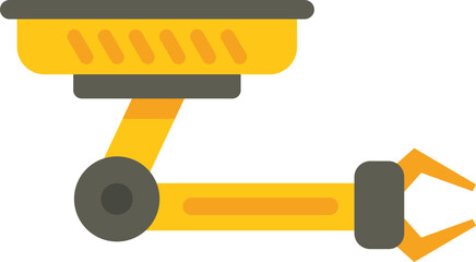Poster - Yellow robotic arm holding empty platform on white background