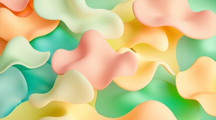 Poster - Modern abstract background featuring smooth, flowing shapes in a calming pastel color palette, creating a sense of tranquility and movement