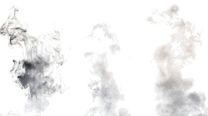 Poster - Set of White Smoke Objects Isolated on a Transparent Background Generative AI