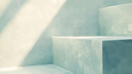 Poster - Sunlight illuminating a set of concrete steps, creating a bright and airy atmosphere. This minimalist design provides a neutral backdrop for various concepts