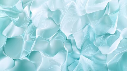 Poster - Three-dimensional illustration of a dynamic fluid surface forming an organic pattern with turquoise waves, perfect for a digital background or wallpaper