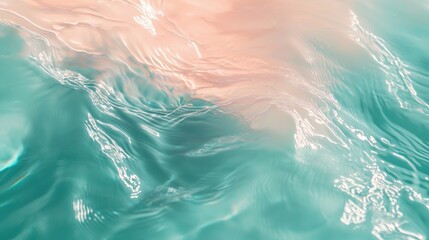 Poster - Calm, serene scene of pink light reflecting on turquoise water, creating a beautiful abstract pattern perfect for spa concepts. Fresh, pure, and vibrant, ideal for a relaxing visual