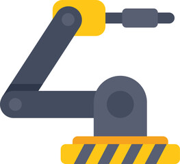 Poster - industrial robot arm manipulator picking up object with hydraulic clamp on factory floor