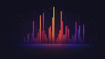 Poster - Sound wave with lines in red, orange, and blue