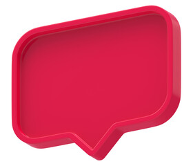 Poster - 3d shape chat social media notification red empty rectangle icon isolated transparent background 3D rendering