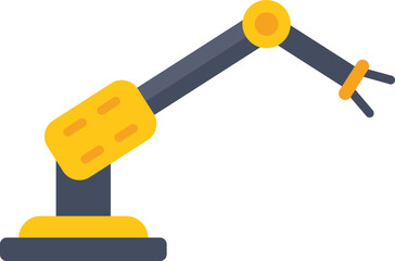 Poster - yellow robotic arm picking up an object, industrial automation icon