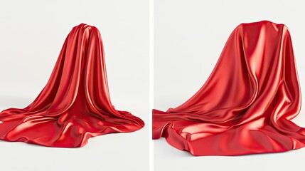 Poster - elegant red luxury silk draped in a sophisticated setting generative ai
