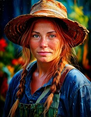 Wall Mural - portrait of a woman in a hat