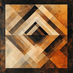 Aufkleber - The artwork features layered squares and rhombuses in different brown tones, creating intriguing geometric depth. Generative AI
