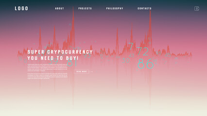 Poster - Landing page abstract design with big data. Template for website or app.
