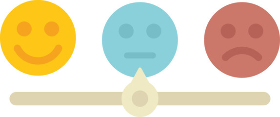 Poster - This vector illustration shows a balance scale weighing three emojis, representing the concept of customer satisfaction