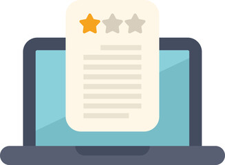 Poster - online customer feedback survey showing satisfaction level with star rating on laptop computer