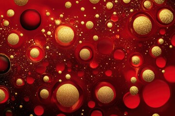 Poster - Abstract circles in red and gold mimic Christmas ornaments, creating a vibrant and festive atmosphere for holiday celebrations. Generative AI