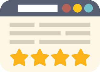 Poster - website page with address bar and five golden stars for rating