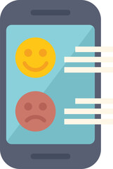 Poster - smartphone showing customer feedback with positive and negative emoji on screen