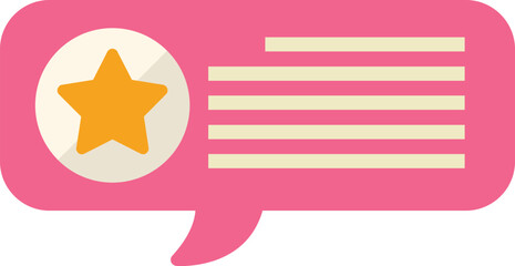 Poster - pink speech bubble showing a customer review with a star rating system, for satisfaction surveys and