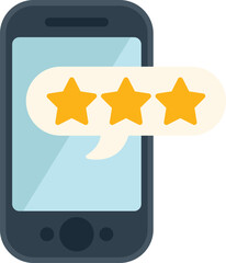 Poster - three stars rating in a speech bubble on a smartphone, concept for customer satisfaction