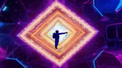 Canvas Print - flies geometric spacesuit animation image portal space background surrealistic abstract metamorphose