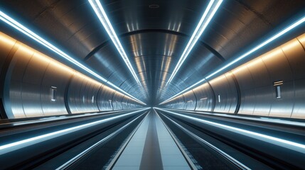 Poster - Futuristic Tunnel with Dynamic Light Effects