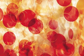 Poster - Vibrant hues of red and gold blend together in circular patterns, evoking a cheerful holiday spirit reminiscent of Christmas decorations. Generative AI