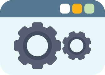 Fototapete - Simple flat vector illustration of gears working inside a web browser window symbolizing website optimization