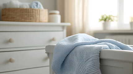 Blue towel in the baby's room