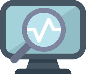 Fototapete - Magnifying glass is analyzing a line graph on a computer screen, representing market research and data analysis