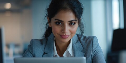 Wall Mural - Businesswoman in Corporate Setting