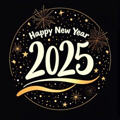 Happy New Year 2025 Round Circle Design