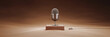 © slawatchisherazad - Silver microphone on brown platform  minimalist design  podcast concept  audio recording