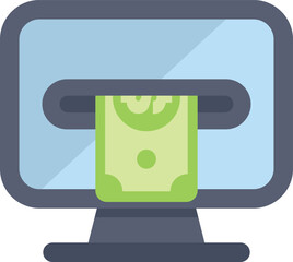Poster - Banknote being inserted into a computer screen representing online payment and financial technology