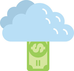Fototapete - cloud computing, data storage and online payment security concept with dollar bill