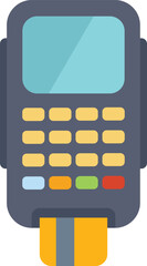 Poster - Credit card being inserted into a pos terminal for payment, in a flat design