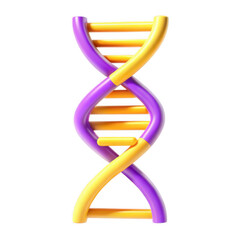 Poster - A 3D model of a colorful DNA double helix represented in yellow and purple, isolated on a black background, showcasing its unique structure and design.