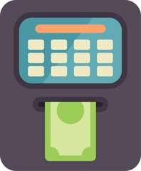 Poster - Atm machine dispensing cash money banknote illustration with keypad and screen isolated on white background