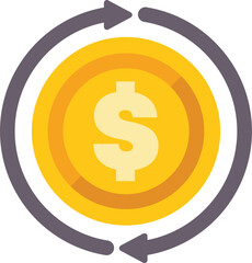 Poster - circular economy concept showing money circulation with arrows going around a dollar coin