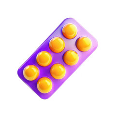 Poster - a vibrant 3d render of a blister pack containing yellow capsules on a purple background, showcasing 