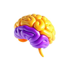 Poster - A vibrant 3D model of a brain featuring yellow and purple sections, showcasing its complex structure with a bright and playful design.